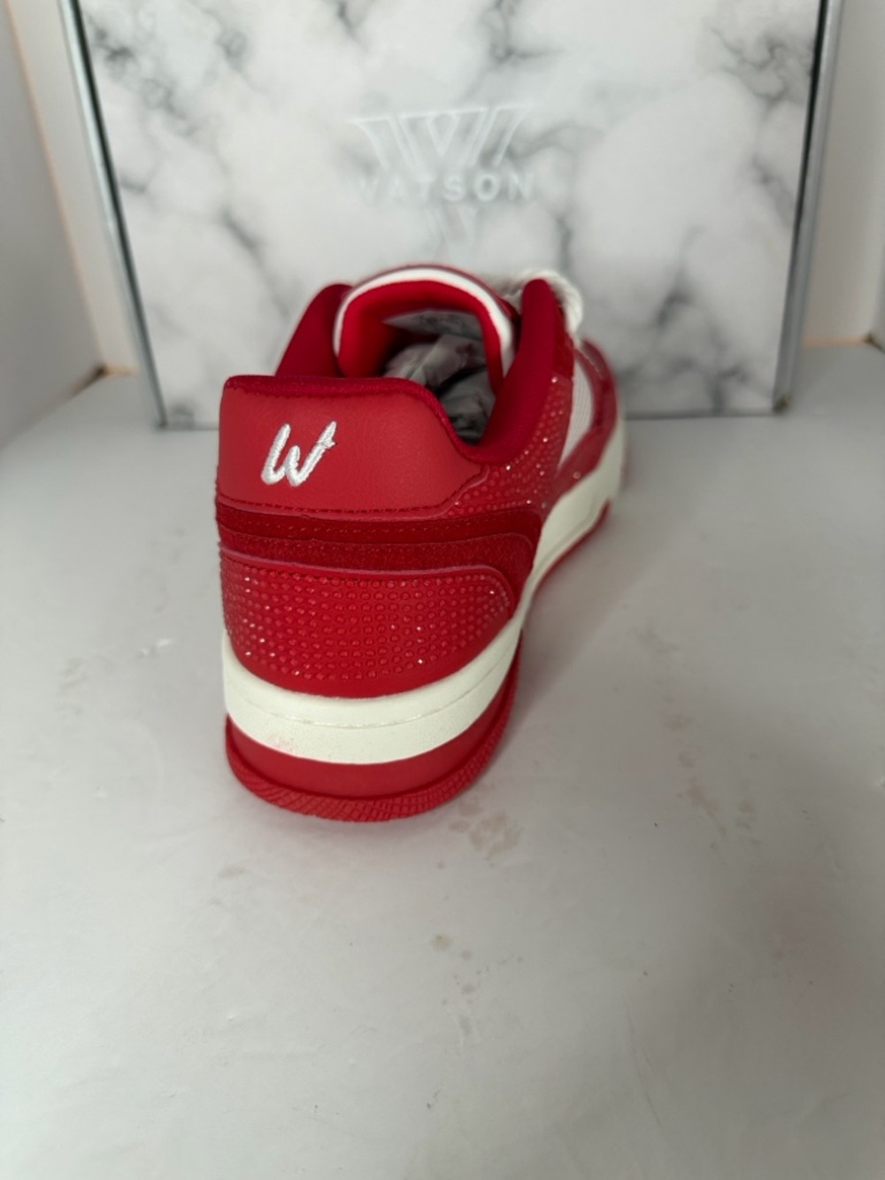Watson x Watson Red White Sneakers Size 6.5 New Streetwear Low Top - Picture 9 of 11